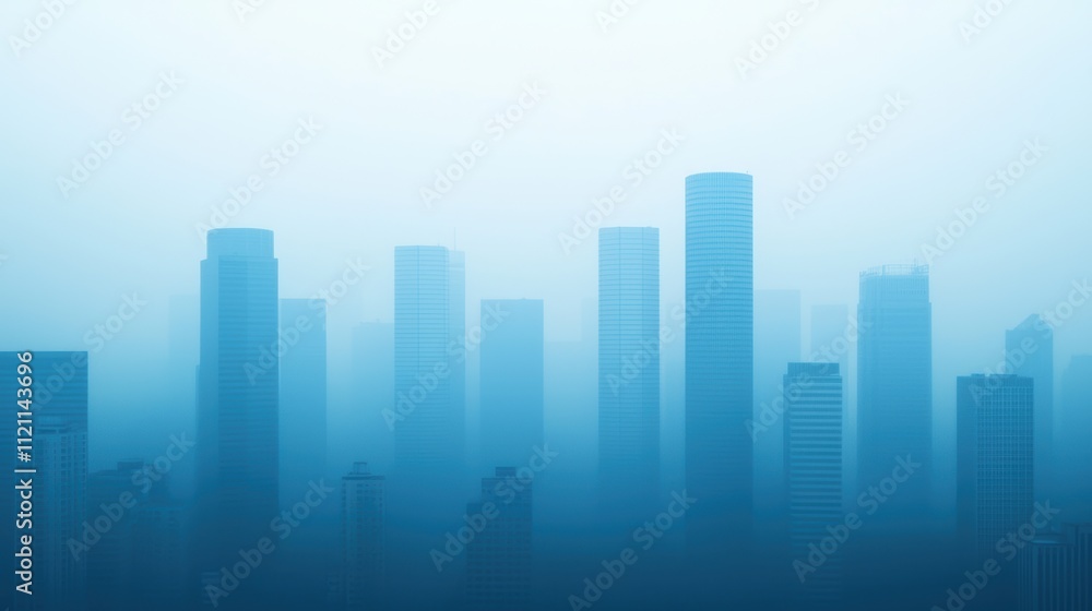 Urban skyline disappearing in thick smog: air pollution crisis Urban skyline disappearing in thick smog: air pollution crisis