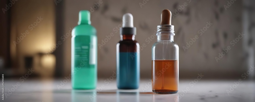 Dropper bottle with medicine inside in a clinical environment , clinic , healthcare Dropper bottle with medicine inside in a clinical environment , clinic , healthcare