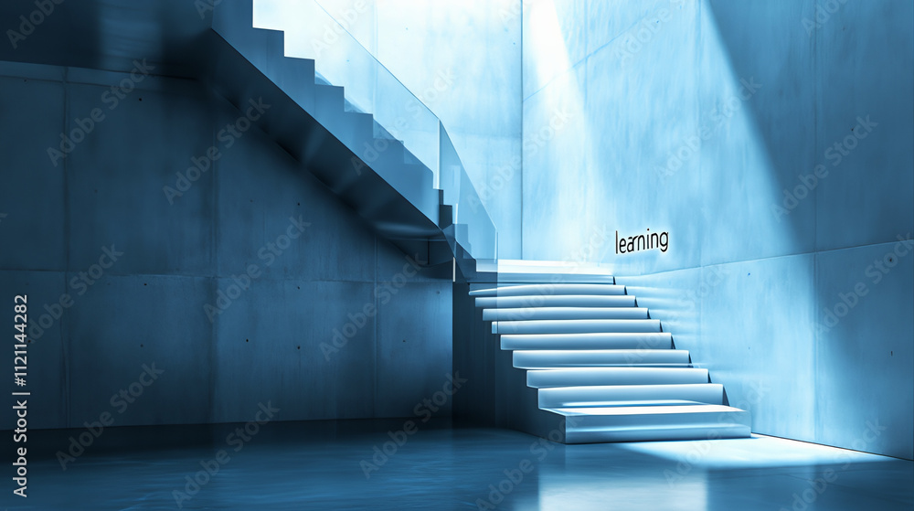 Fototapeta premium Education learning stairway. Learning starts with a step