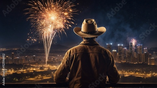 Man in Cowboy Hat Sees Fireworks 2025