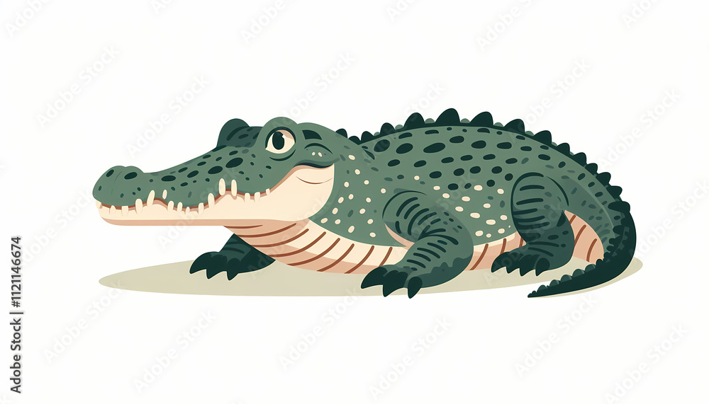 Fototapeta premium Cuban Crocodile illustration against white 