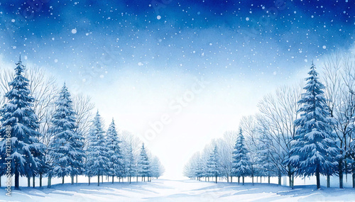 눈이 오는 겨울 숲