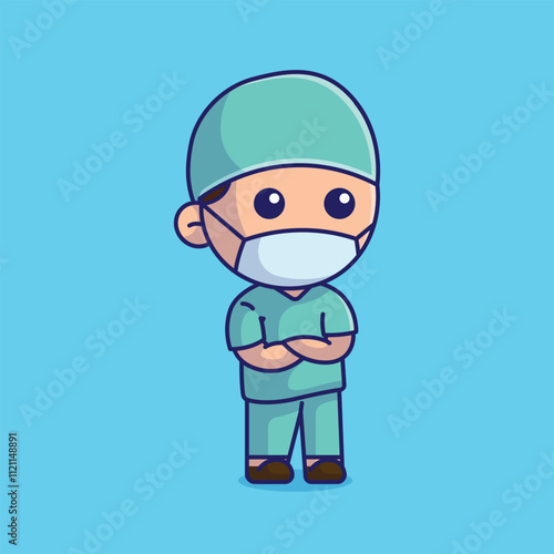 Simple Profession doctor surgeon cartoon vector illustration Collection of paramedic concept icon isolated