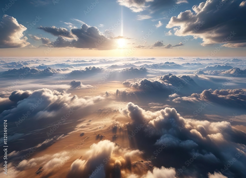 A stunning aerial view of a vast expanse of open sky with not a single cloud in sight, emptiness, serenity A stunning aerial view of a vast expanse of open sky with not a single cloud in sight, emptiness, serenity