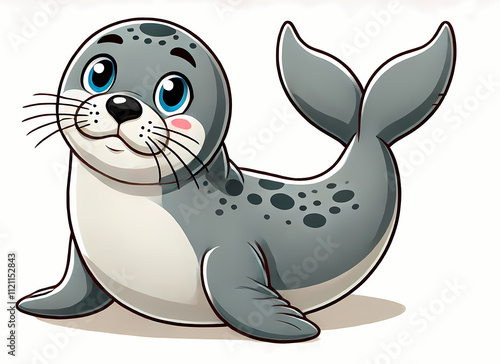 Hawaiian Monk Seal illustration against white background  photo