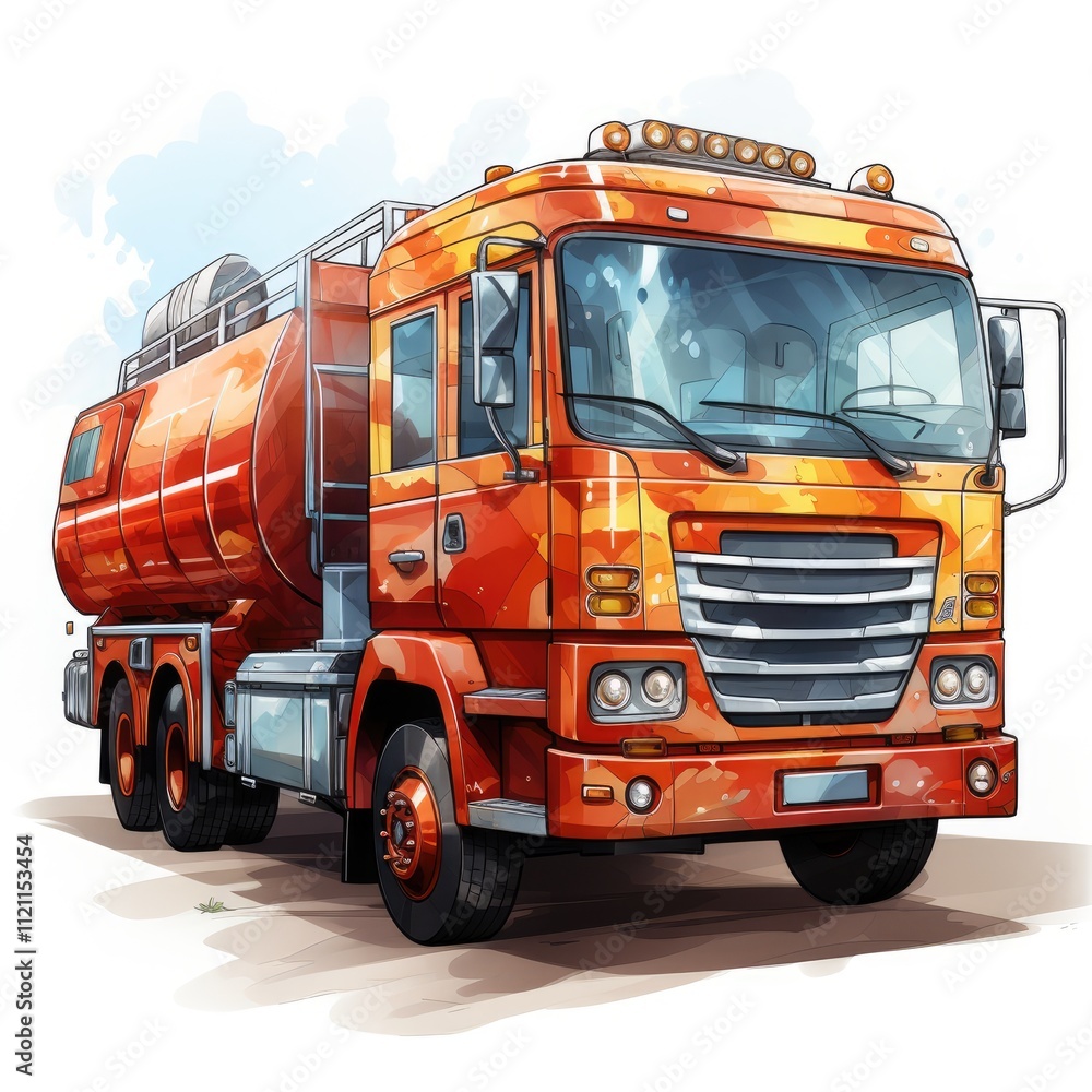 A Cute Red Firetruck in a Simple 2D Flat Style for Children’s Books A Cute Red Firetruck in a Simple 2D Flat Style for Children’s Books