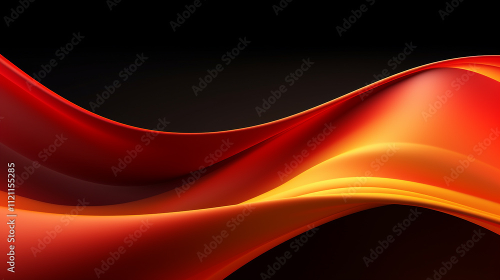 3D render of abstract, smooth, and flowing red and orange waves with a gradient of yellow highlights. 3D render of abstract, smooth, and flowing red and orange waves with a gradient of yellow highlights.