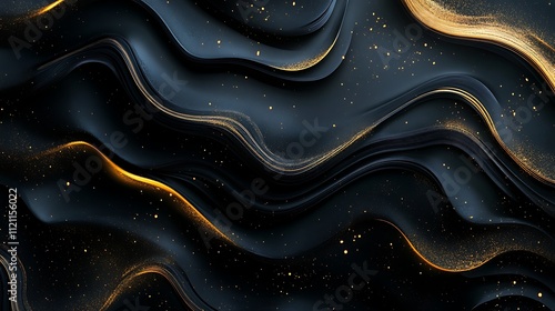 Wallpaper Mural Three-Dimensional Golden Highlights Shine Against a Bold Black Background Torontodigital.ca