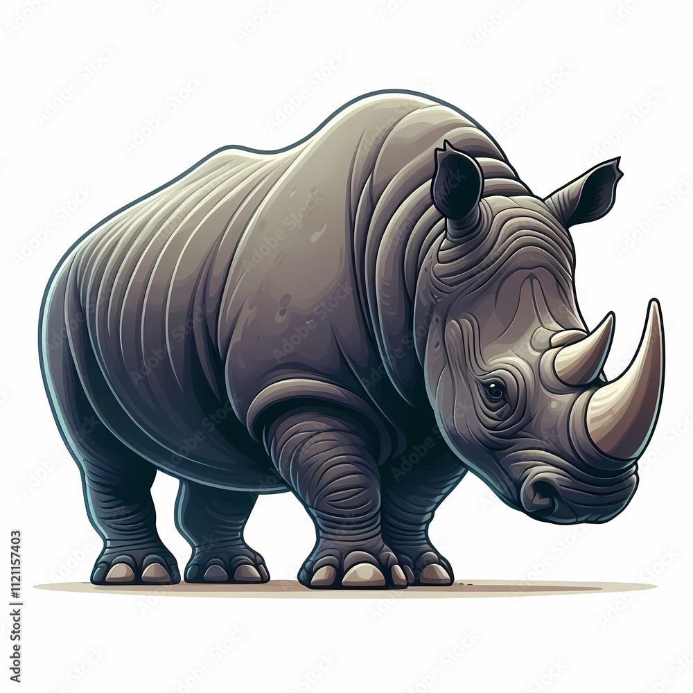Fototapeta premium Javan Rhino illustration against white background