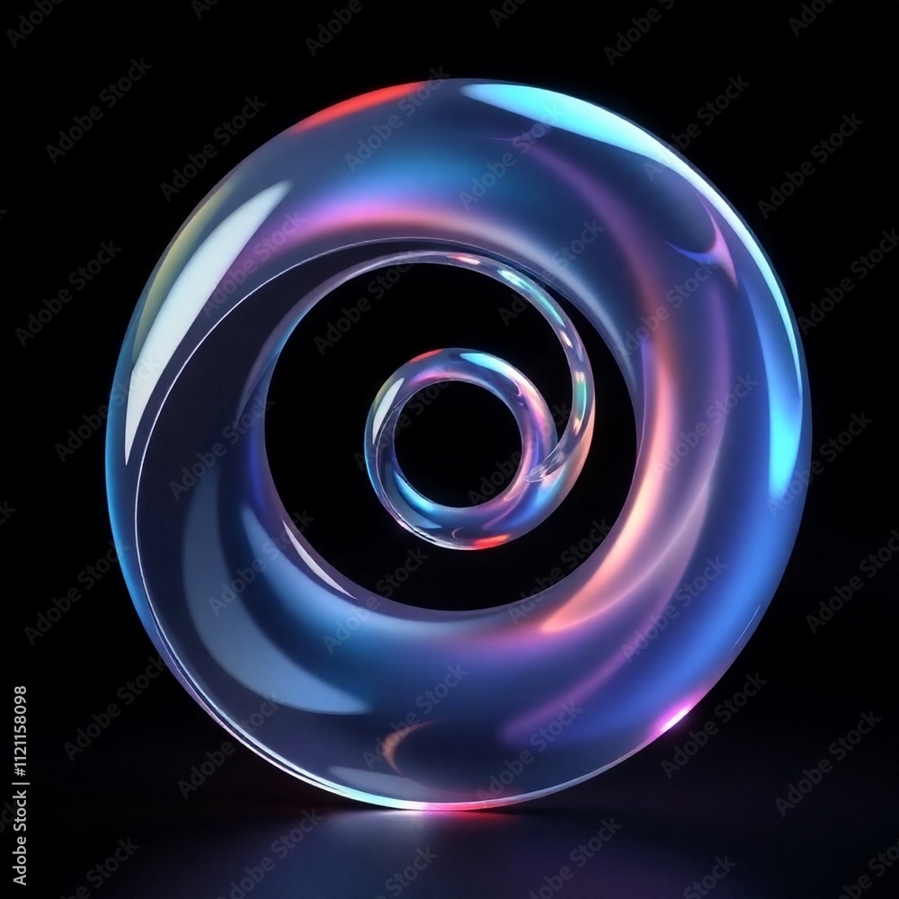 abstract blue holographic 3D spiral shape abstract blue holographic 3D spiral shape