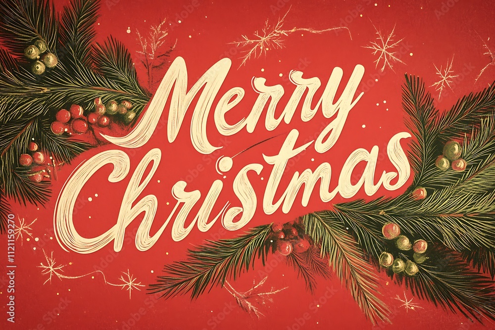 A scenic red christmas background with the text Merry Christmas A scenic red christmas background with the text Merry Christmas