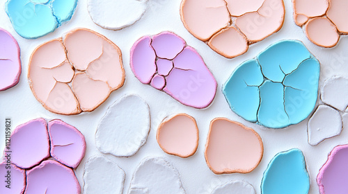 Colorful Broken Clay Patterns on White Background for Creative Use