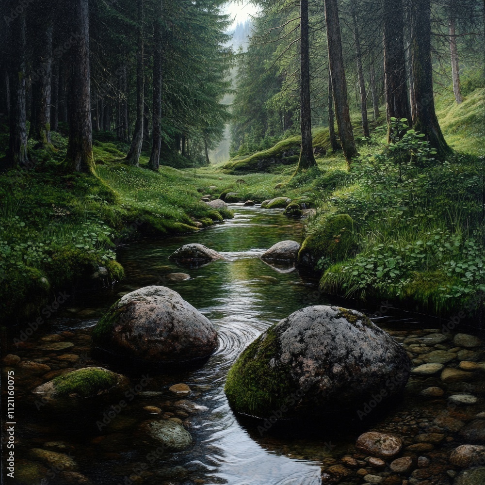 Obraz premium Tranquil forest stream