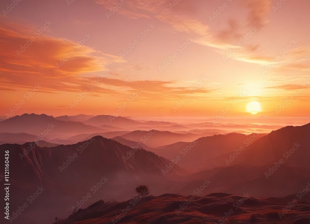 Obraz premium Soft orange hues bleed across the sky at sunrise , sunrise, soft light