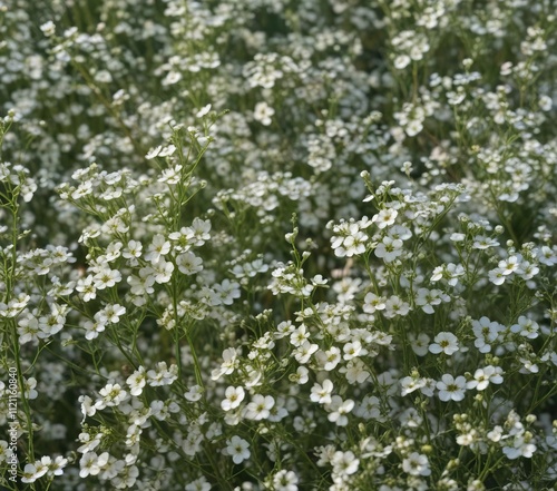 Wallpaper Mural Whispy white gypsophila stems arranged in a loose, organic pattern with other flowers or foliage, , floral details Torontodigital.ca
