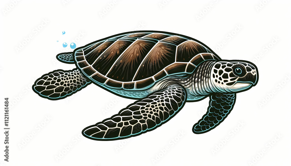 Obraz premium Leatherback Turtle illustration against white background