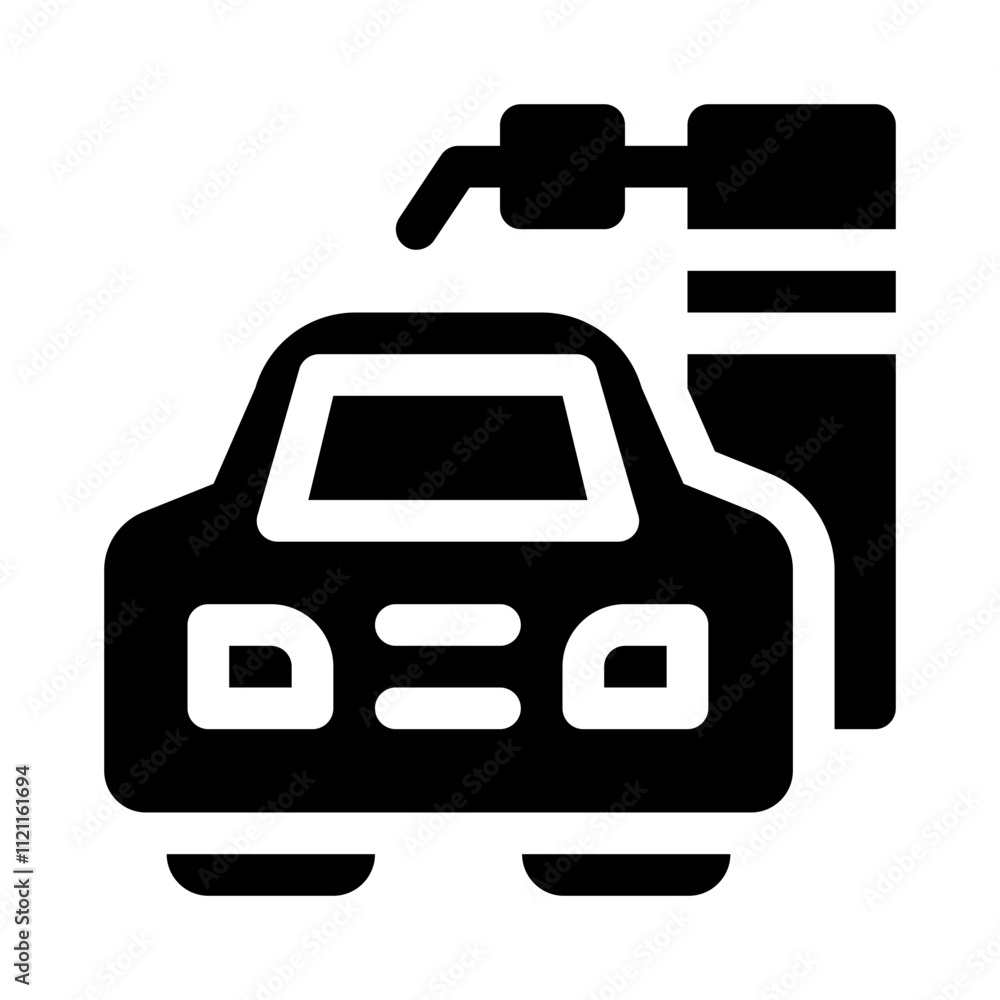 Car with Gas Pump glyph icon Car with Gas Pump glyph icon