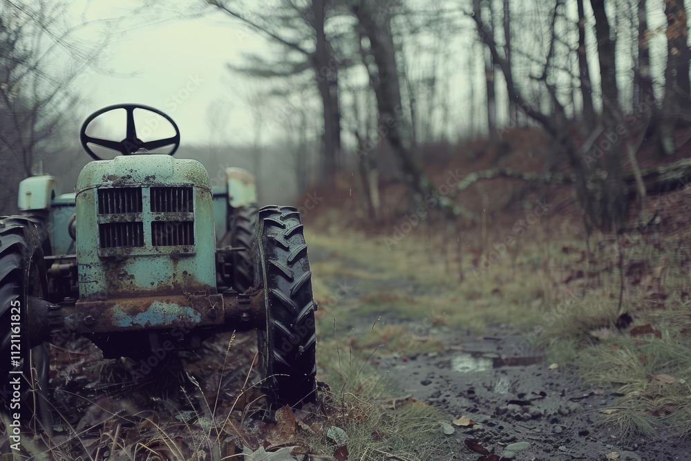 Fototapeta premium Agricultural machinery in soft mint and cream, reflecting nature s bond with soil processing