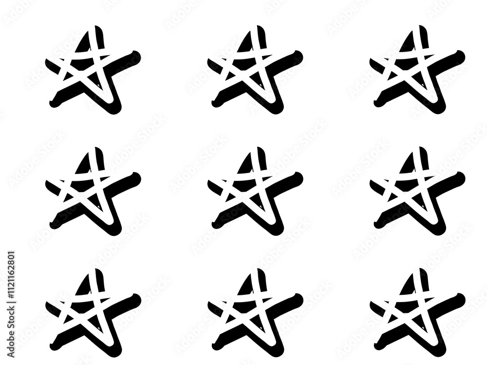 Vector hand drawn set of stars, star pattern ink design vector Vector hand drawn set of stars, star pattern ink design vector