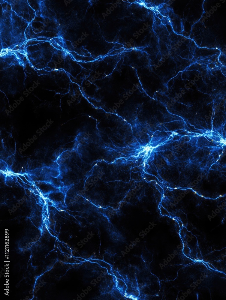 Obraz premium Blue Lightning Streaks on Black Background