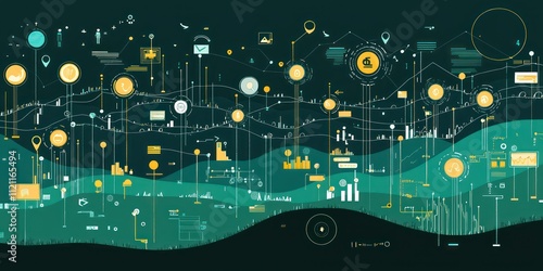 A graphic representation of venture capital funding flows, with icons depicting startups and investment rounds.