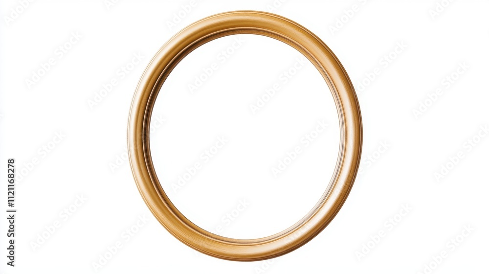 Decorative Circular Frame with Golden Finish Isolated on White Background Decorative Circular Frame with Golden Finish Isolated on White Background