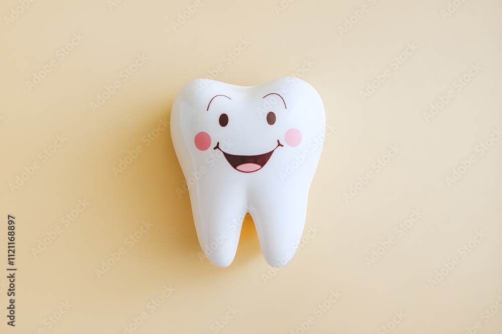 Happy Tooth Illustration on a Vibrant Yellow Backdrop, Spreading Dental Joy. Happy Tooth Illustration on a Vibrant Yellow Backdrop, Spreading Dental Joy.