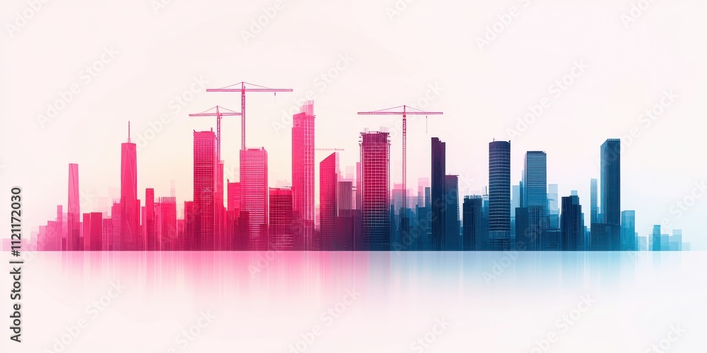 Futuristic city skyline under construction urban landscape digital art modern environment vibrant viewpoint innovative concept Futuristic city skyline under construction urban landscape digital art modern environment vibrant viewpoint innovative concept