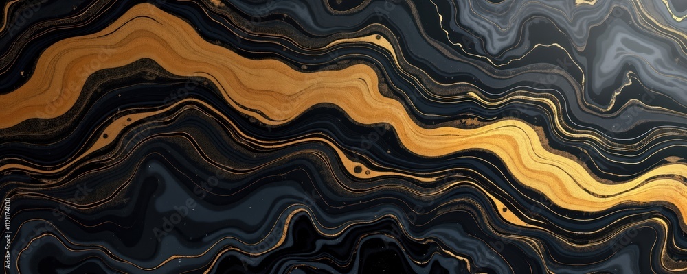 Abstract fluid art background with black gray, gold colors. Marble pattern with flowing lines. Luxury, elegant design for high-end products interiors. Modern art style. Sophisticated, artistic. Ideal Abstract fluid art background with black gray, gold colors. Marble pattern with flowing lines. Luxury, elegant design for high-end products interiors. Modern art style. Sophisticated, artistic. Ideal