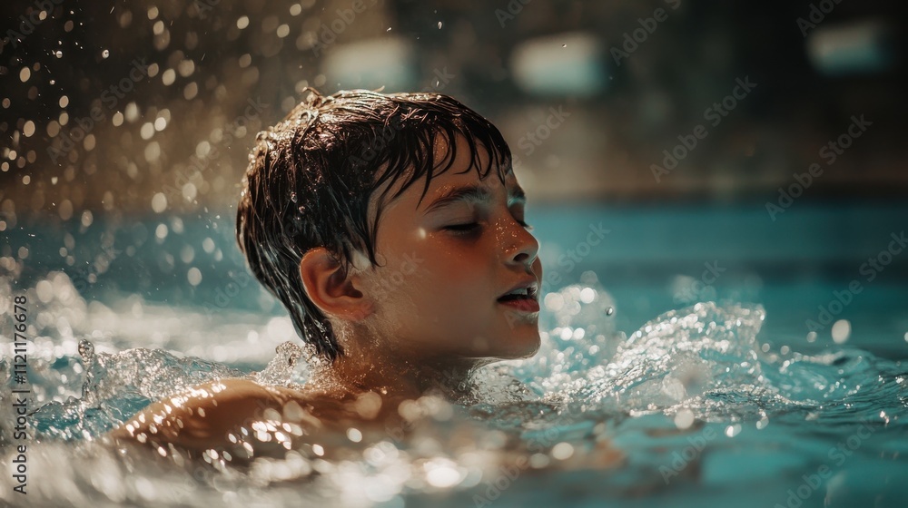 Fototapeta premium Boy Swimming Pool Water Fun Summer Recreation Activity