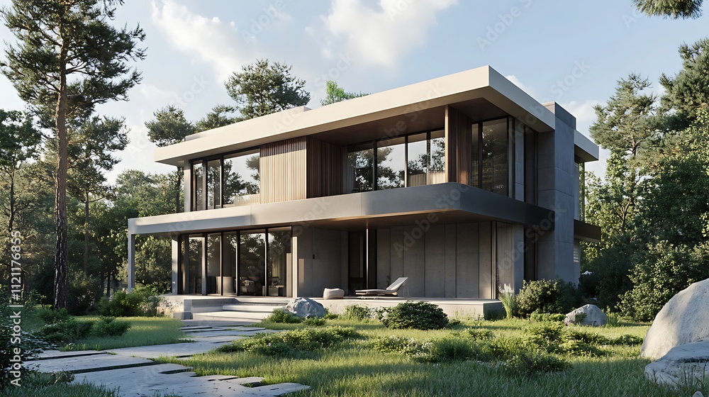 Luxurious modern duplex house captured in high-resolution detailed imagery Luxurious modern duplex house captured in high-resolution detailed imagery