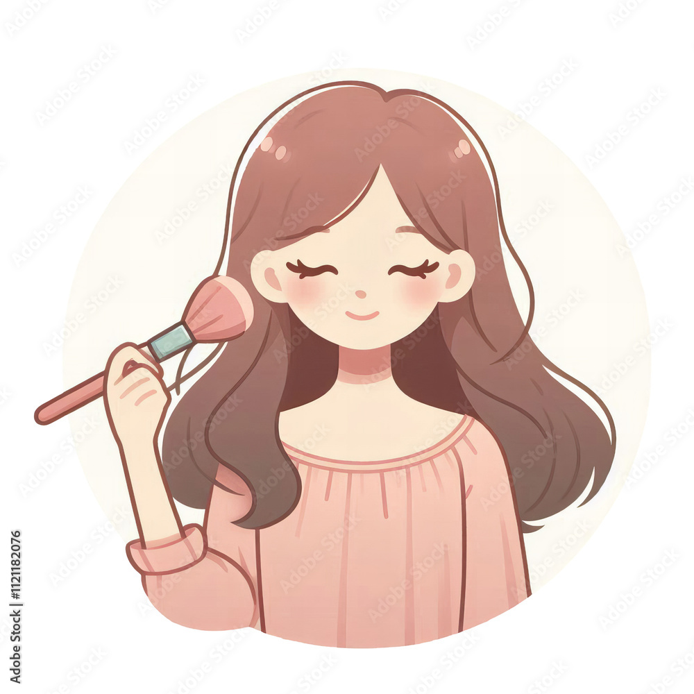 Young Girl Holding Makeup Brush Clip Art Young Girl Holding Makeup Brush Clip Art