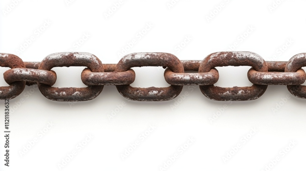 Rusty Metal Chain Isolated on White Background for Industrial Use Rusty Metal Chain Isolated on White Background for Industrial Use