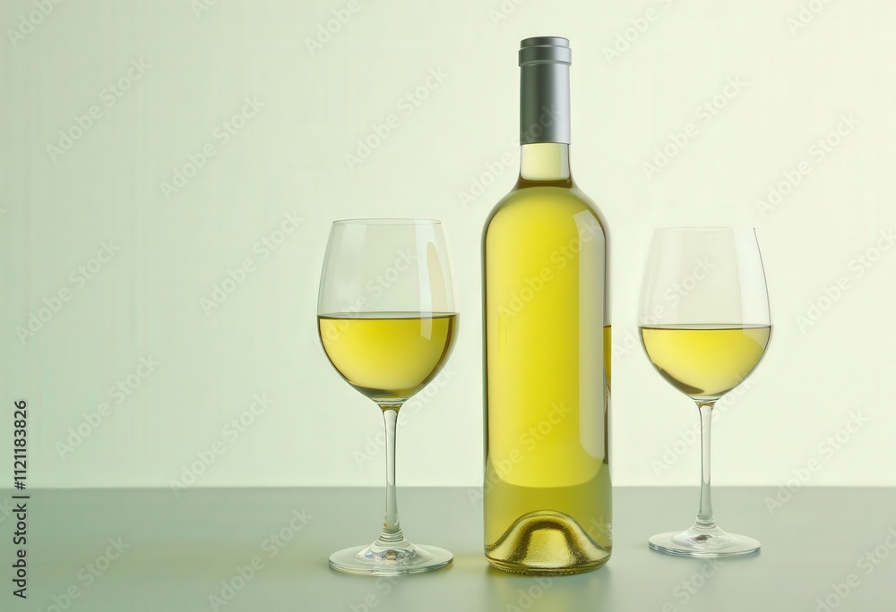 Fototapeta premium White Wine Bottle and Glasses 