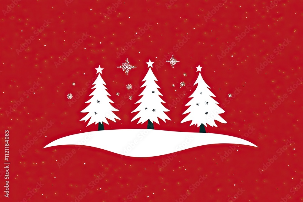 modern minimalistic christmas graphic, christmas trees, clean, red and white modern minimalistic christmas graphic, christmas trees, clean, red and white