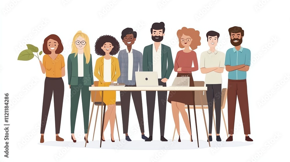 Obraz premium A diverse group of people in business attire.