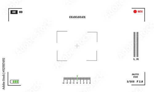 Camera viewfinder. Viewfinder camera recording. Video screen on a white background. vector illustration.
