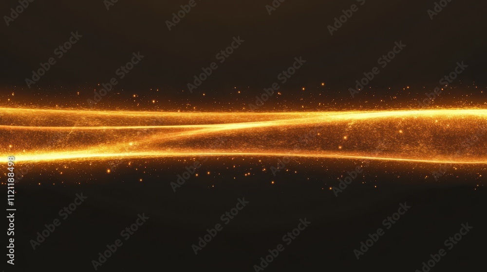 Golden Sparkle Effect with Soft Light Waves on Dark Background Golden Sparkle Effect with Soft Light Waves on Dark Background