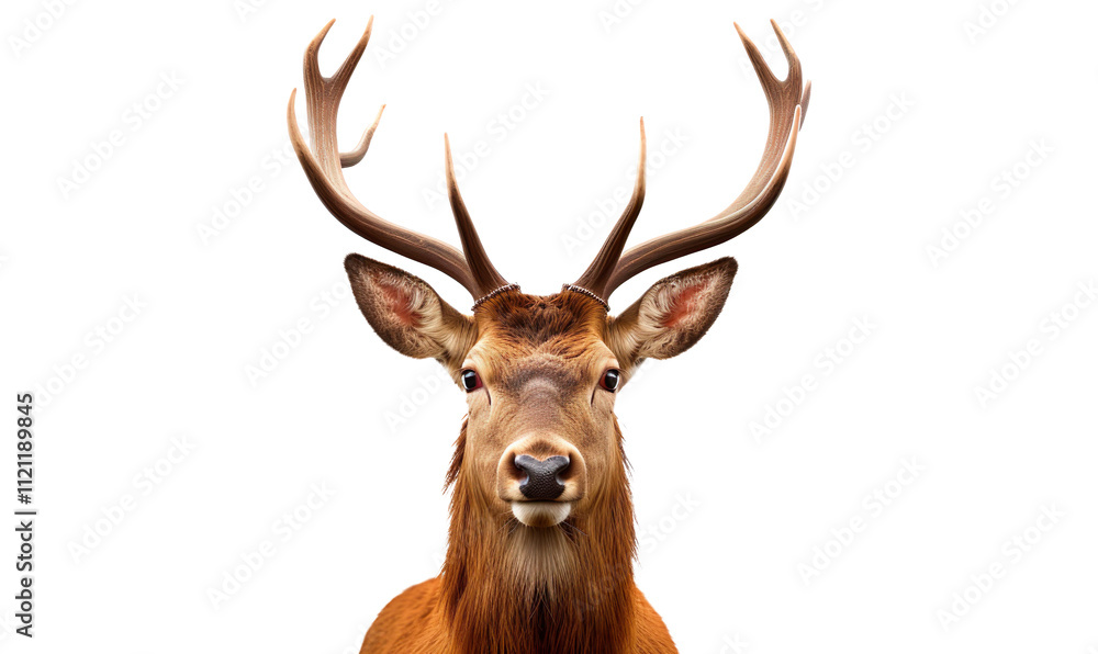 Red deer head with antlers on a transparent background Red deer head with antlers on a transparent background