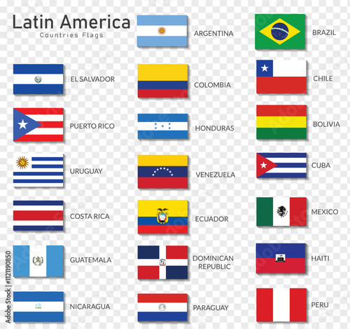 Latin American countries Rectangle flag icon