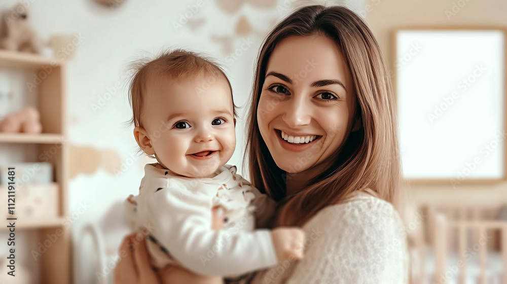 smiling mother with her bab smiling mother with her bab