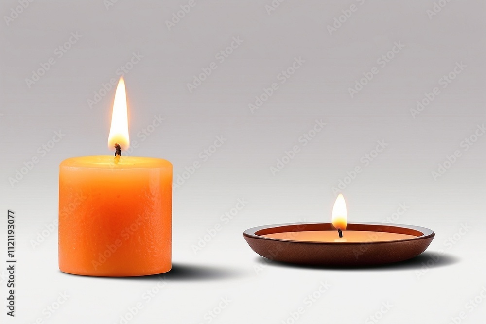 A transparent background cutout with a single orange candle A transparent background cutout with a single orange candle