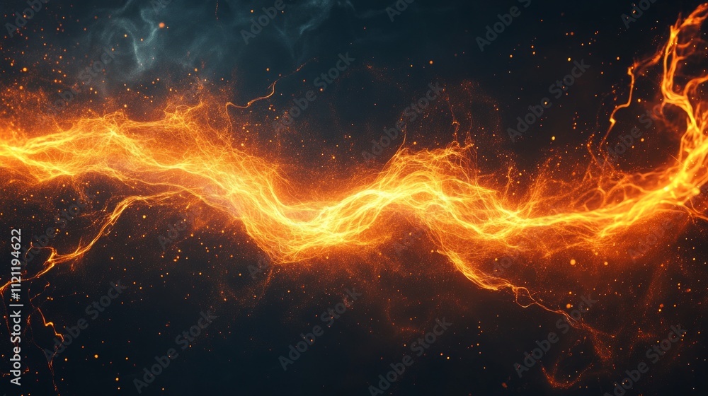 A vibrant display of flowing orange energy resembling lightning or plasma on a dark background. A vibrant display of flowing orange energy resembling lightning or plasma on a dark background.