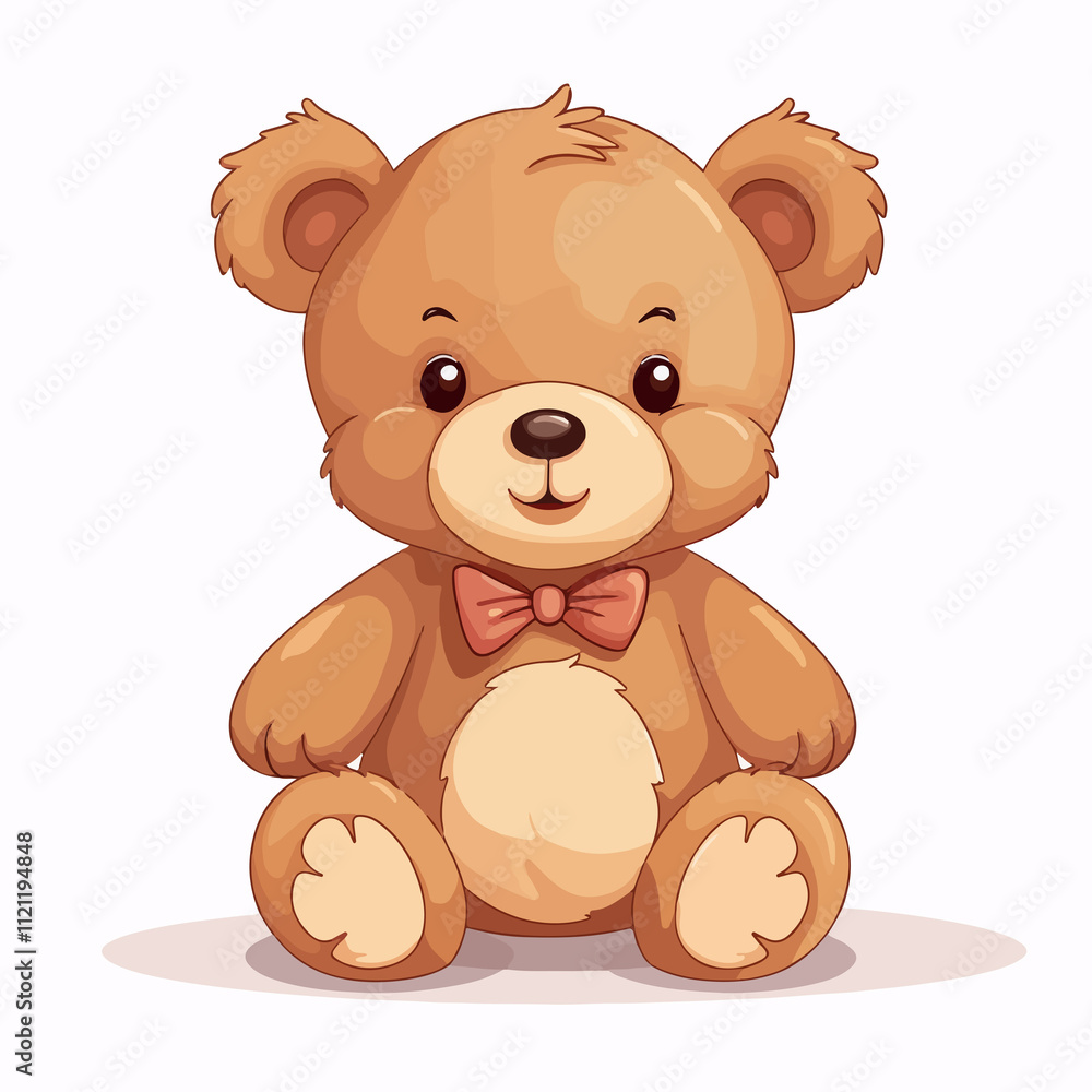 Naklejka premium Cute Teddy Bear Vector Illustration Isolated on White Background for Children's Design Projects