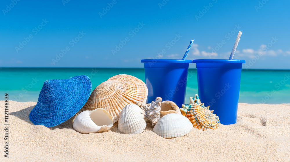 Beach Day Bliss:Seashells, Summer Drinks, and Ocean View Beach Day Bliss:Seashells, Summer Drinks, and Ocean View
