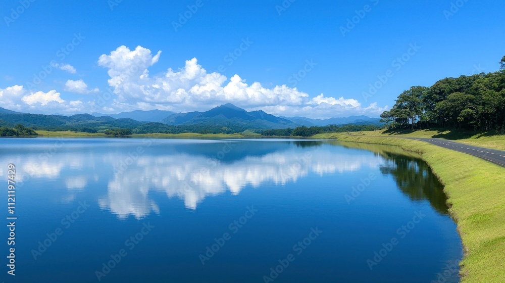Tranquil lake reflection scenic mountain view nature photography serene environment wide angle natural beauty Tranquil lake reflection scenic mountain view nature photography serene environment wide angle natural beauty