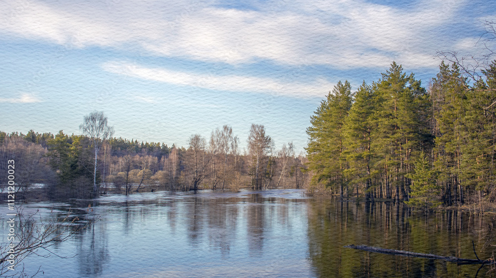 Obraz premium Calm lake with trees in the background
