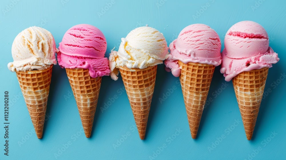 Top view of summer created with ice cream cones vibrant and fun summer banner design Top view of summer created with ice cream cones vibrant and fun summer banner design