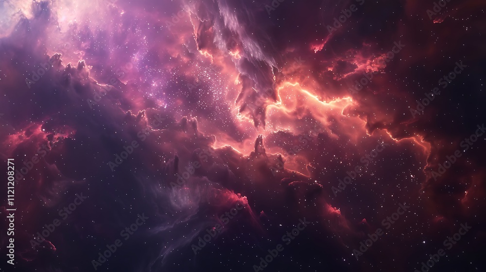 A vibrant nebula filled with swirling clouds of gas and dust in space. A vibrant nebula filled with swirling clouds of gas and dust in space.