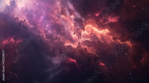 A vibrant nebula filled with swirling clouds of gas and dust in space.